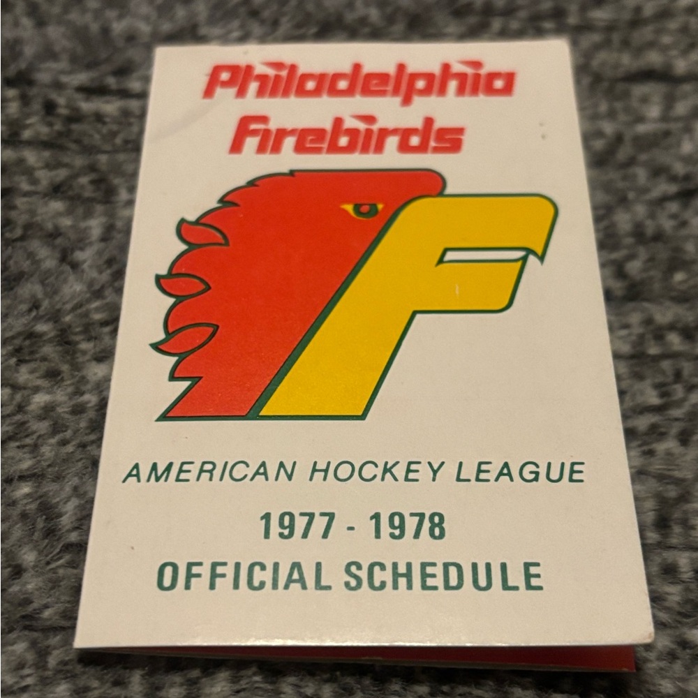 Philadelphia Firebirds AHL Official Pocket Schedule 1977-1978 Vintage